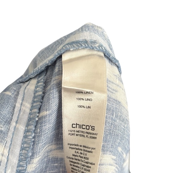 Chico's 100% Linen Ikat Print Wide Leg Pants Resortwear Vacation Preppy Small - Picture 11 of 16